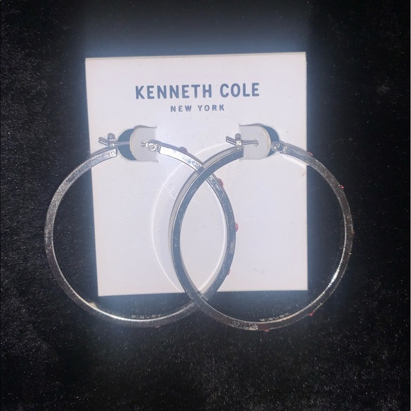 Kenneth Cole Silver Hoop Earrings with Pink studs